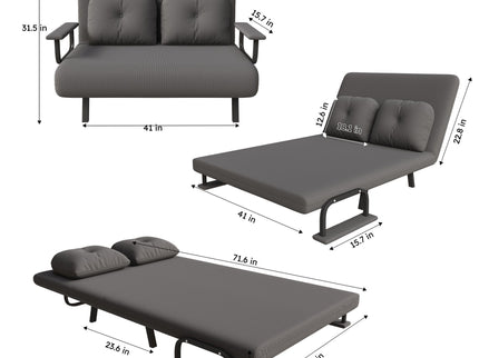 5 In 1 Convertible Sofa Bed For 2 With Adjustable Backrest