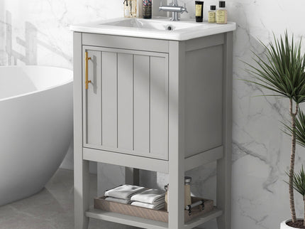 Modern Bathroom Vanity With Sink, Soft-Closing Door And Open Shelf
