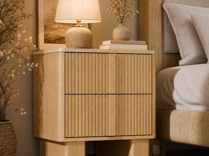 Nightstand With Charging Station And 2 Storage Drawers