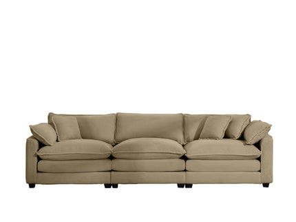 Mid-Century Modern 3 Seater Sectional Sofa With Arm And Throw Pillows