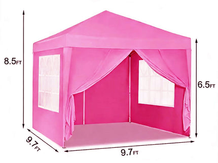10'X10' Folding Canopy With 4 Removable Sidewalls Outdoor Event Shelter UPF 50+ Gazebo Portable Tents For Parties Beach Camping Wedding Ez Pop Up Canopy 4 Pieces Weight Bag + Carry Bag