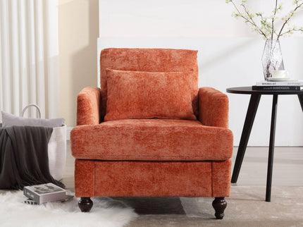 Modern Mid Century Wood Frame Armchair With Tufted Design