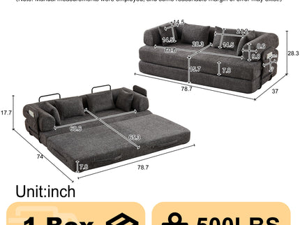 Convertible Sleeper Sofa Bed With Cylindrical Pillow