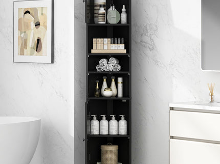 Multi Functional Corner Cabinet With Adjustable Shelves And 2 Doors
