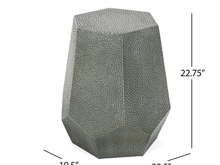 Modern Hammered Iron Geometric End Table