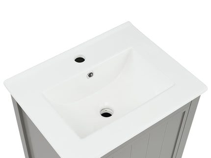 Modern Bathroom Vanity With Sink, Soft-Closing Door And Open Shelf