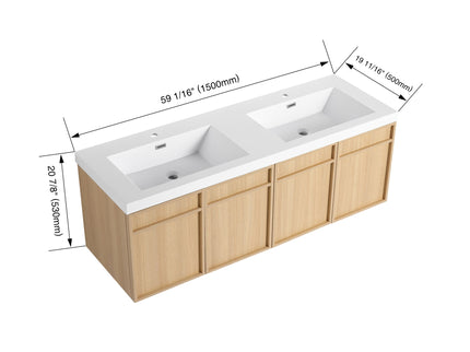 Wall-Mounted Bathroom Vanity With Resin Sink And Soft Closing Doors