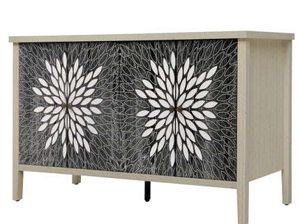 Modern Storage Cabinet With 4 Doors & Adjustable Shelves