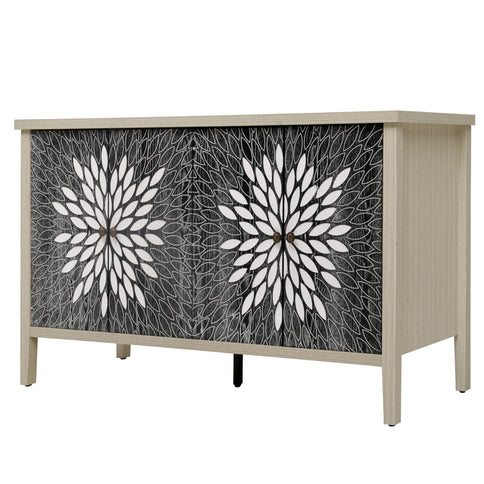 Modern Storage Cabinet With 4 Doors & Adjustable Shelves