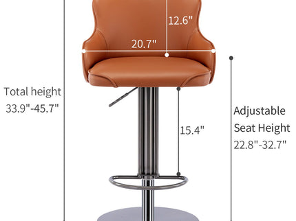 Titanium Stainless Steel Bar Stool, Grade Modern Bar Chair With Backrest, Swivel Adjustable Height For Kitchen Counter And Dining Room