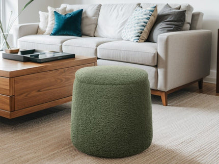 Elegant Round Storage Ottoman Upholstered