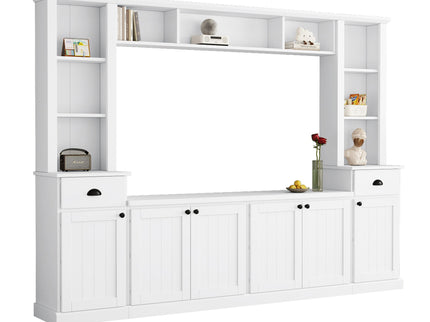Minimalist Entertainment Wall Unit Set With Bridge For TVs Up To 75"