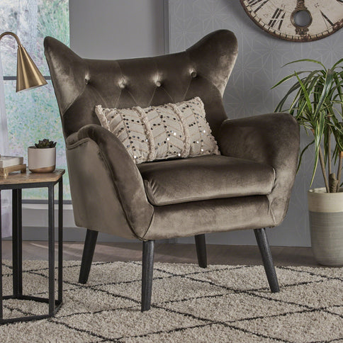 Alyssa - Mid Century Upholstered Arm Chair With Wingback Design