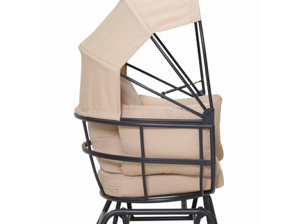 Egg Chair With Cushion And Retractable Canopy - Black / Taupe