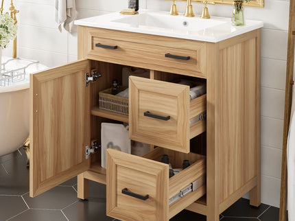 Bathroom Vanity With Sink, 2 Soft Close Drawers, 1 Soft Close Door, Adjustable Shelf