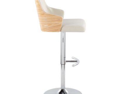 Stella - Contemporary Adjustable Barstool Stool With Swivel & Rounded T Footrest (Set of 2)