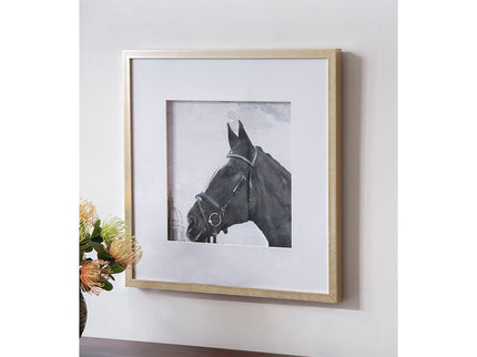 Wall Art Horse Animal Printing, Wall Decor Accent (Set of 2) - Golden / White