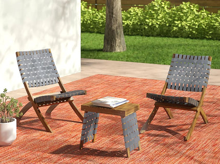 Kayla - Outdoor Foldable 2 Seater Chat Set - Brown / Gray