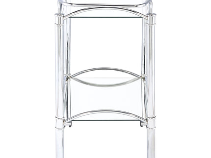 Porch & Den - 2 Tier Rectangular Glass Shelf Bar Cart With Glass - Chrome