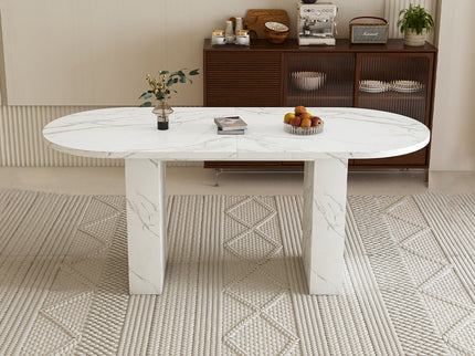 Oval Dining Table With Wood Strip Base