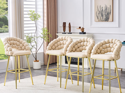 Bubble, Ball Chain Tufted Bar Chairs For Kitchen Island & Home Bar (Set of 2)