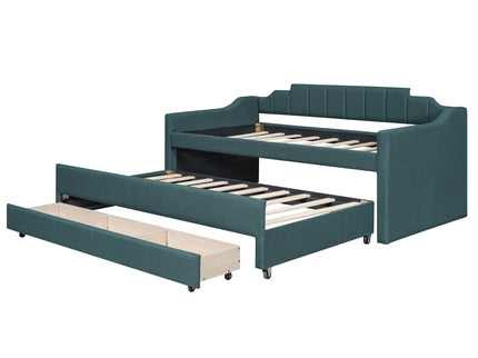 Upholstered Simple Design Daybed With Trundle And 3 Drawers