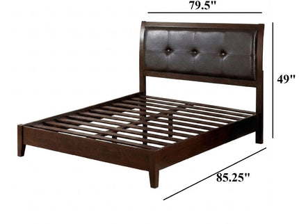 Eastern King Bed With Button Tufted Headboard - Brown