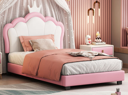 Upholstered Princess Platform Bed With Crown Headboard