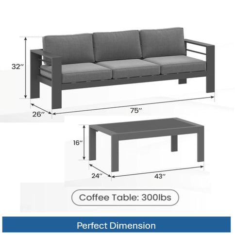 Outdoor Patio Set All-Weather With Thick Cushions