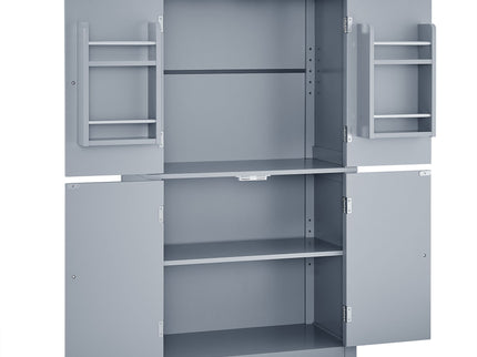 Elegant Bathroom Floor Storage Cabinet With 4 Doors, Adjustable Shelves
