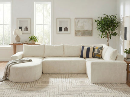 Modular Cloud Sectional Sofa Set, U-Shaped Upholstered Couch With Deep Seat