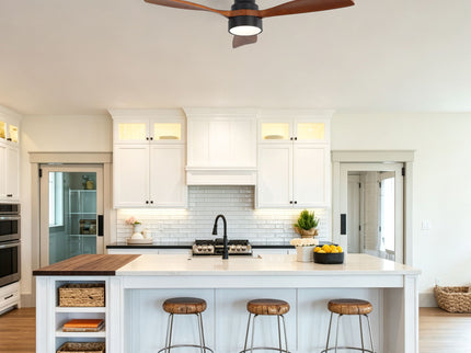 48" Ceiling Fan With Light, Dual Mount (Flush / Downrod), Dimmable LED, Quiet DC Motor, 3 Blades