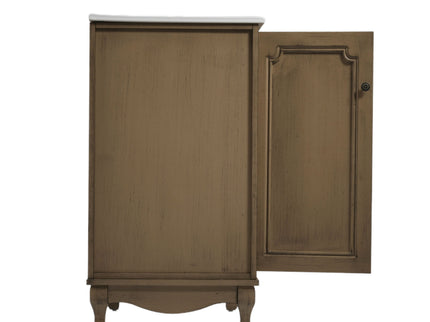 Vintage Bathroom Vanity With Ceramic Sink, Adjustable Shelves