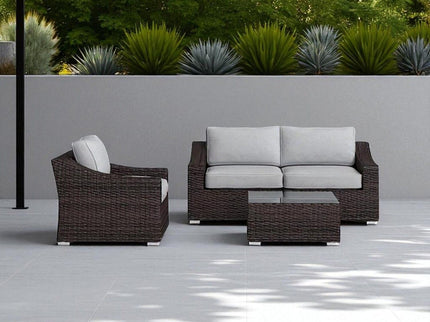 Outdoor Wicker Conversation Set With Cushions, All Weather