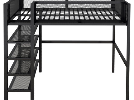 Loft Bed With 4 Tier Shelves And Storage