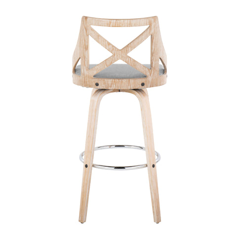 Charlotte - Farmhouse Fixed Height Bar Stool With Swivel And Round Footrest (Set of 2)