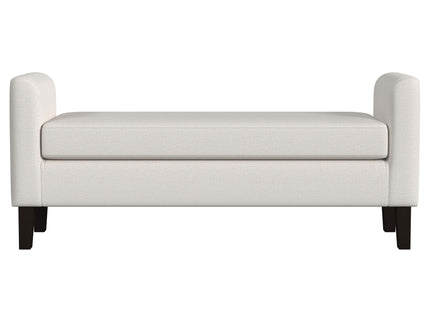 Hollis - Upholstered Accent Bench With Armrests Seating - Vanilla White