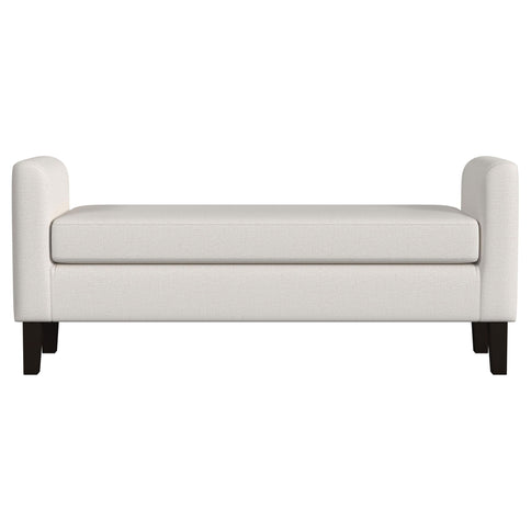 Hollis - Upholstered Accent Bench With Armrests Seating - Vanilla White