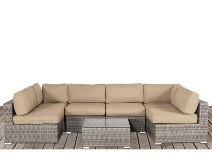 Seating Set With Cushions Handcrafted Wicker Design