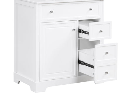 Bathroom Vanity With Sink Top, Cabinet With Door And 2 Drawers - White