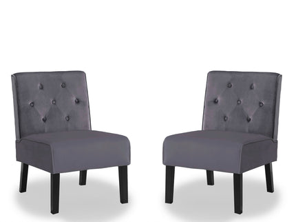 Reese - Living Room Armless Button Tufted Pattern Accent Chair (Set of 2)