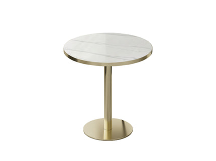 Round Bistro Table - Gold / White