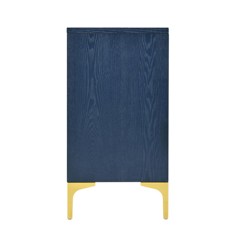 Modern 4 Door Sideboard With Creative Carved Surface And Adjustable Shelves