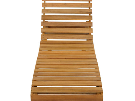 Chaise Lounge With Multi Fold Cushion, 3 Position Adjustable Backrest For Patio - Beige / Teak