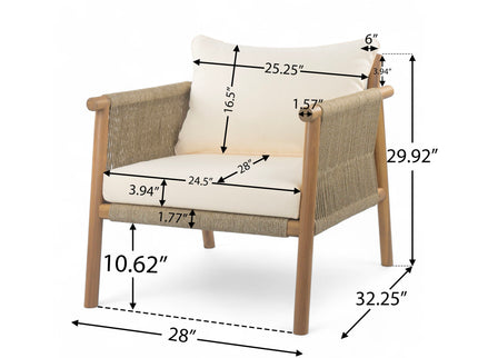 Modern Outdoor Woven Lounge Chair With Solid Frame And Cushions