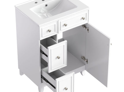 Transitional Style Bathroom Vanity Cabinet With Ceramic Sink