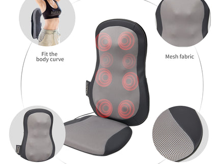 Therapeutic Shiatsu Massage Cushion With Heat Function, Polypropylene - Gray