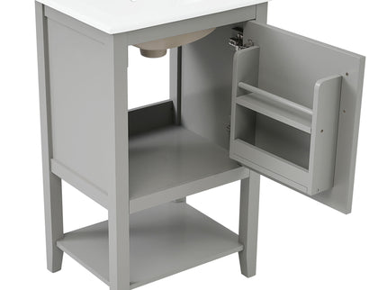 Modern Bathroom Vanity With Sink, Soft-Closing Door And Open Shelf