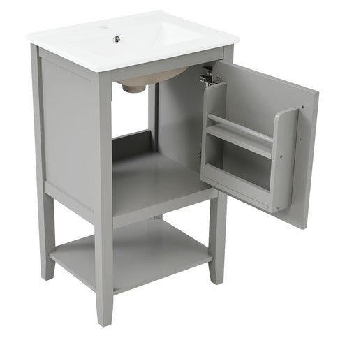 Modern Bathroom Vanity With Sink, Soft-Closing Door And Open Shelf