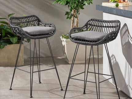 Outdoor Rattan Bar Chair With Metal Legs